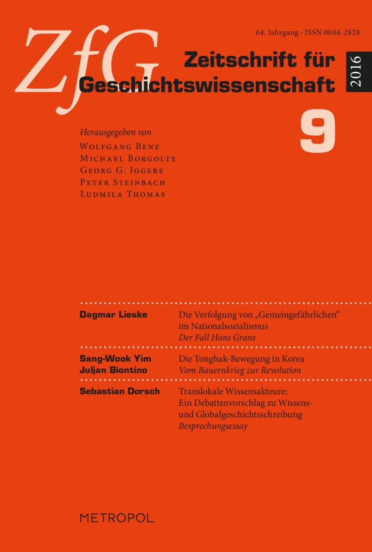 Zeitschrift für Geschichtswissenschaft 64. Jg., Heft 9 (2016