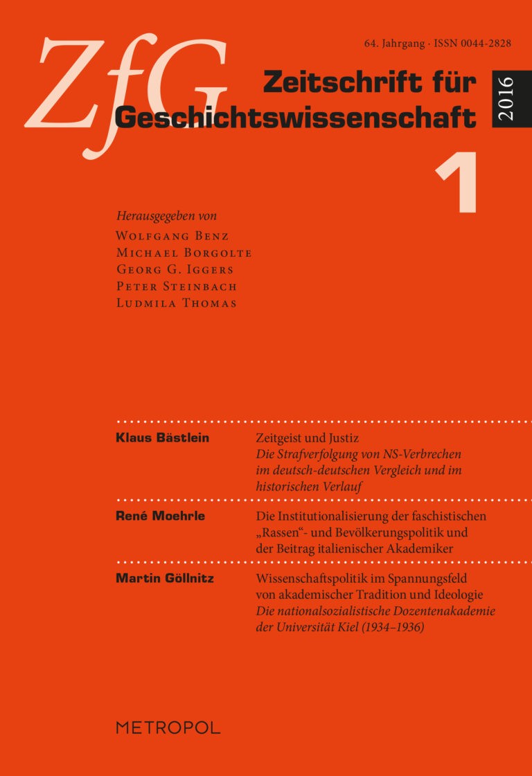 Zeitschrift für Geschichtswissenschaft 64. Jg., Heft 1 (2016