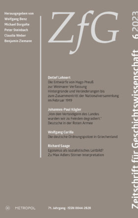 Zeitschrift für Geschichtswissenschaft – 71. Jg., Heft 6 (2023)