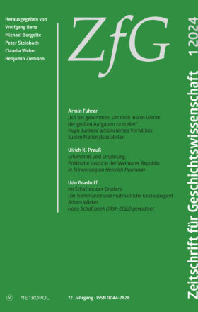 Zeitschrift für Geschichtswissenschaft – 72. Jg., Heft 1 (2024)