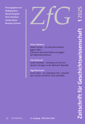 Zeitschrift für Geschichtswissenschaft - 73. Jg., Heft 1 (2025)