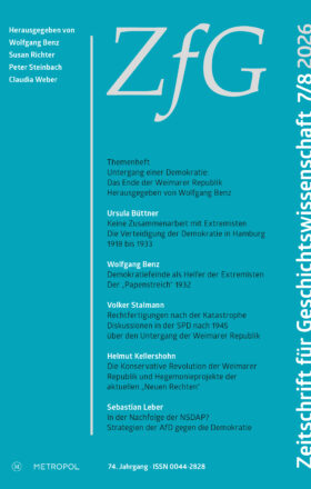 Zeitschrift für Geschichtswissenschaft – 74. Jg., Heft 7/8 (2026)